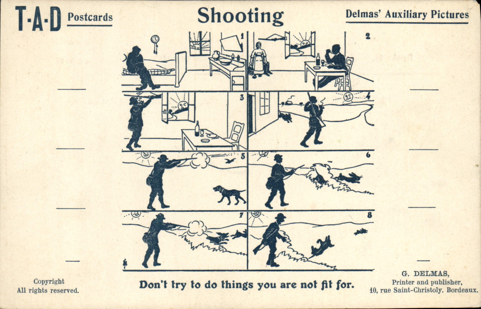 Vintage Postcard Drives out shooting Delmas' auxiliary pictures
