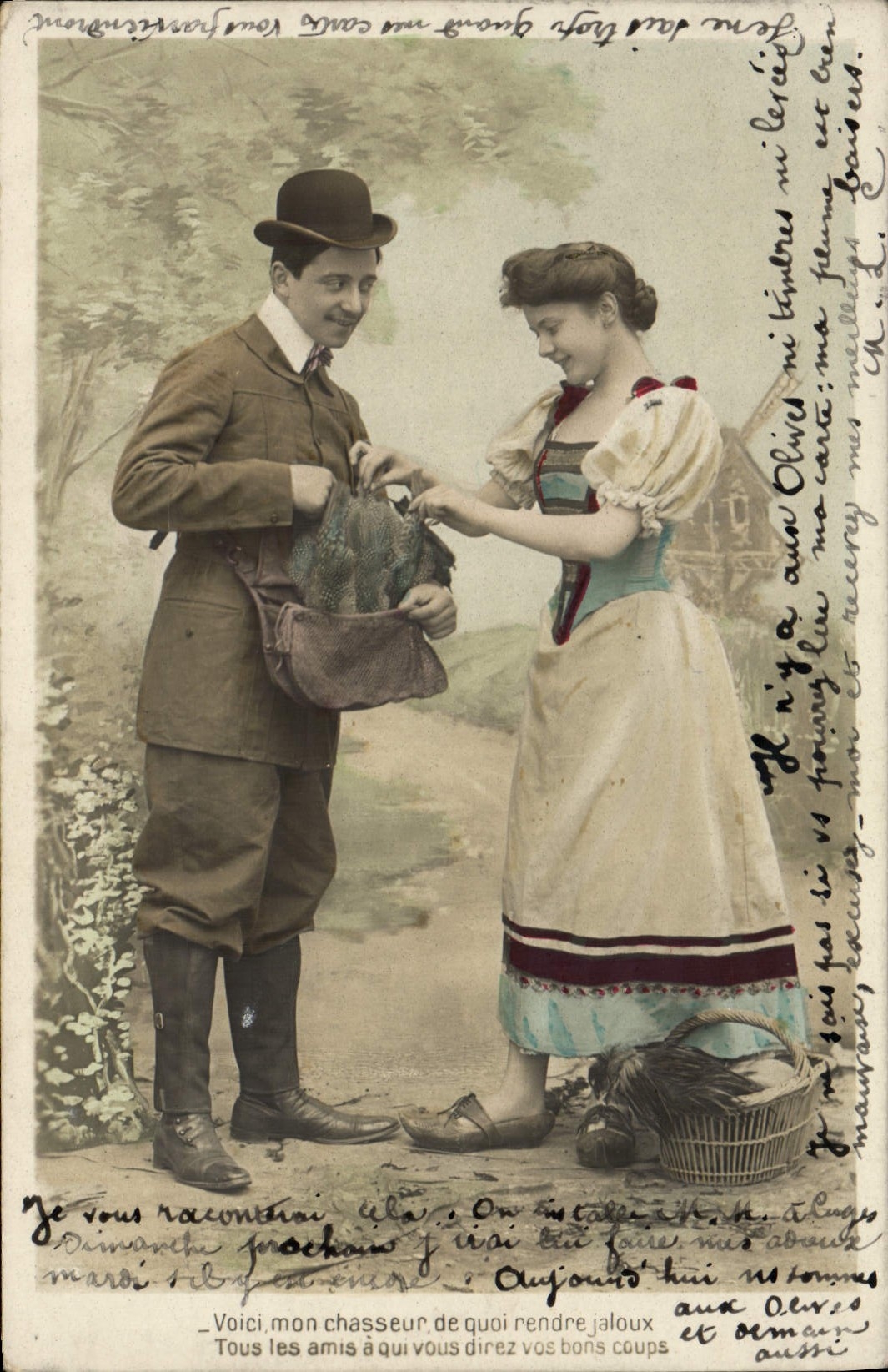 CPA Chasse Femme Chasseur 