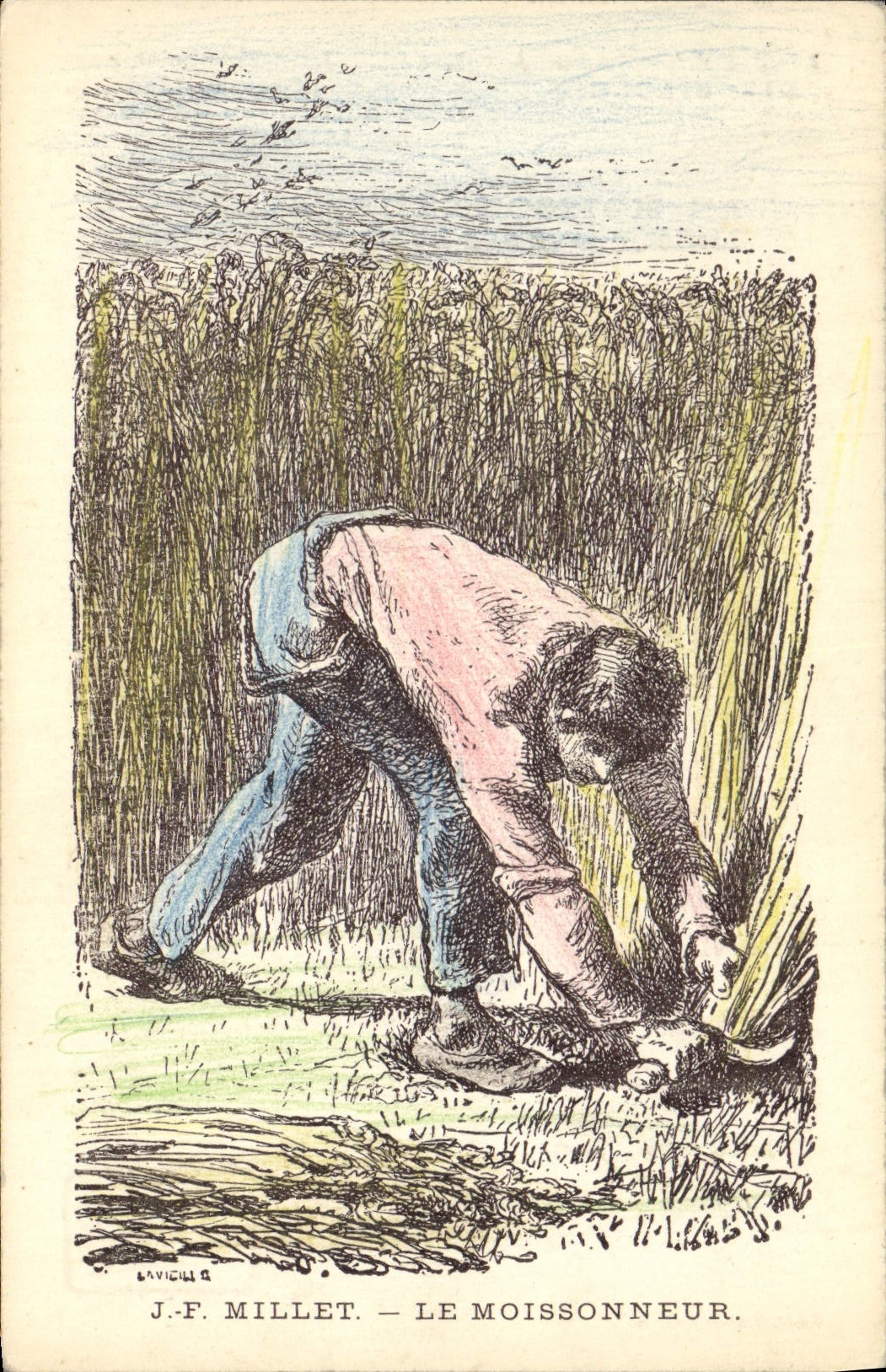 Vintage Postcard Fantasy Illustrator JF Millet the harvester