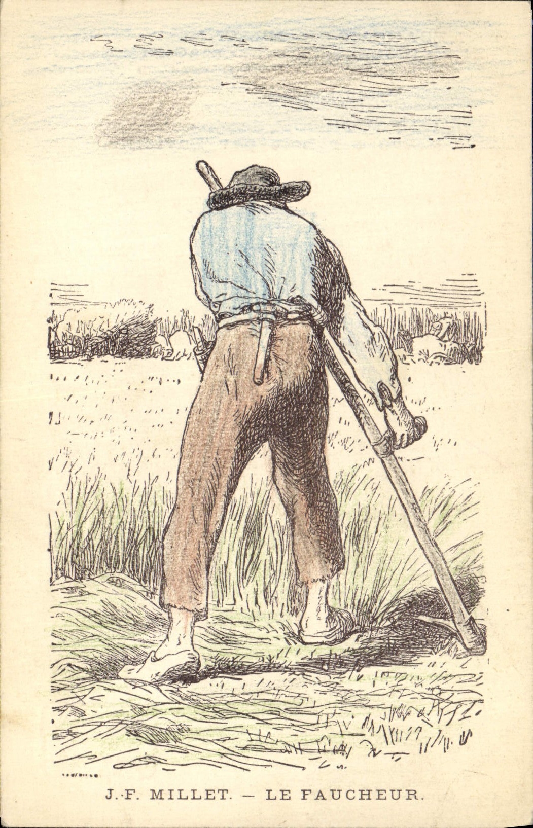 Vintage Postcard Fantasy Illustrator JF Millet the reaper