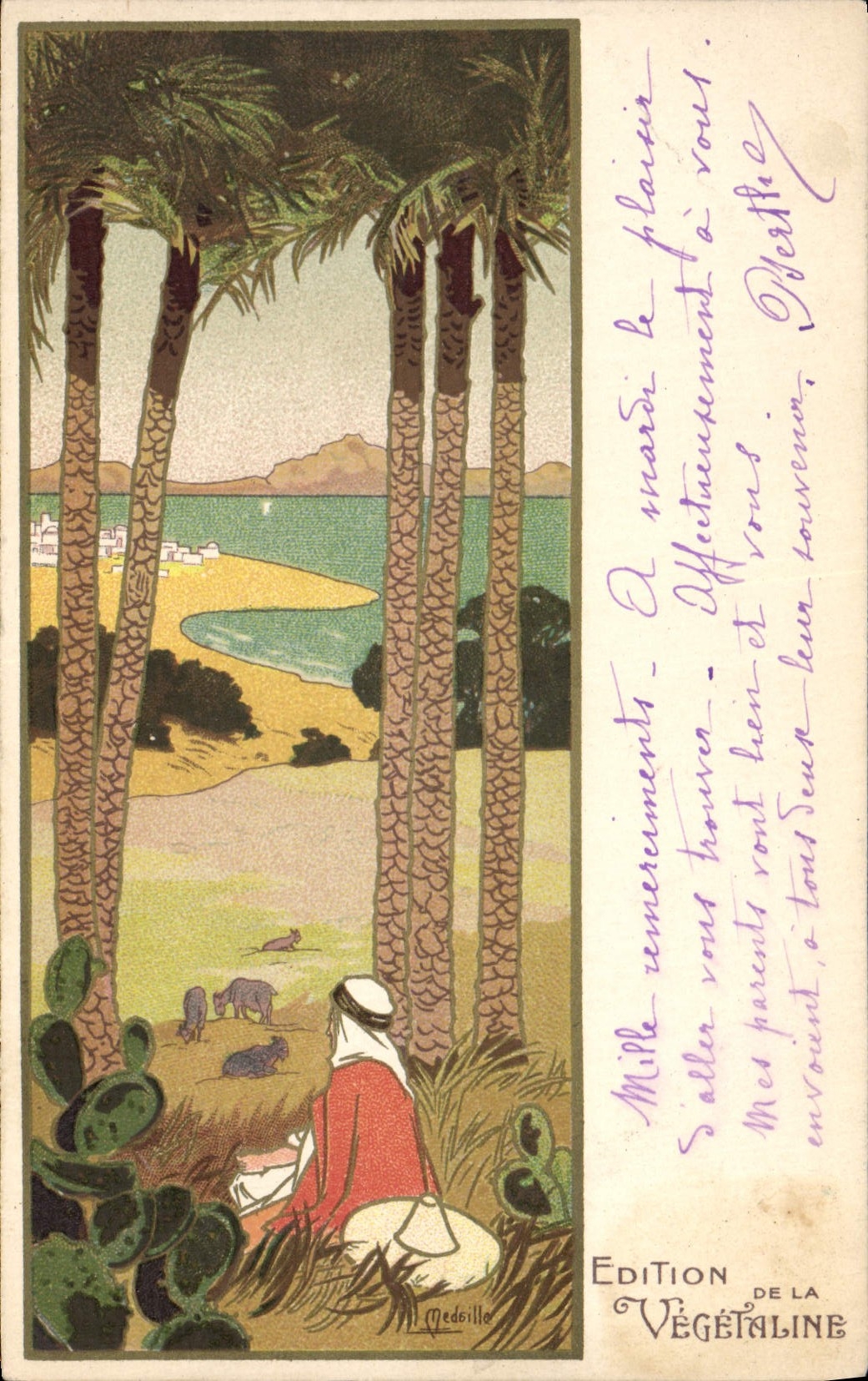 Vintage Postcard Fantasy Illustrator Oasis Vegetable fat