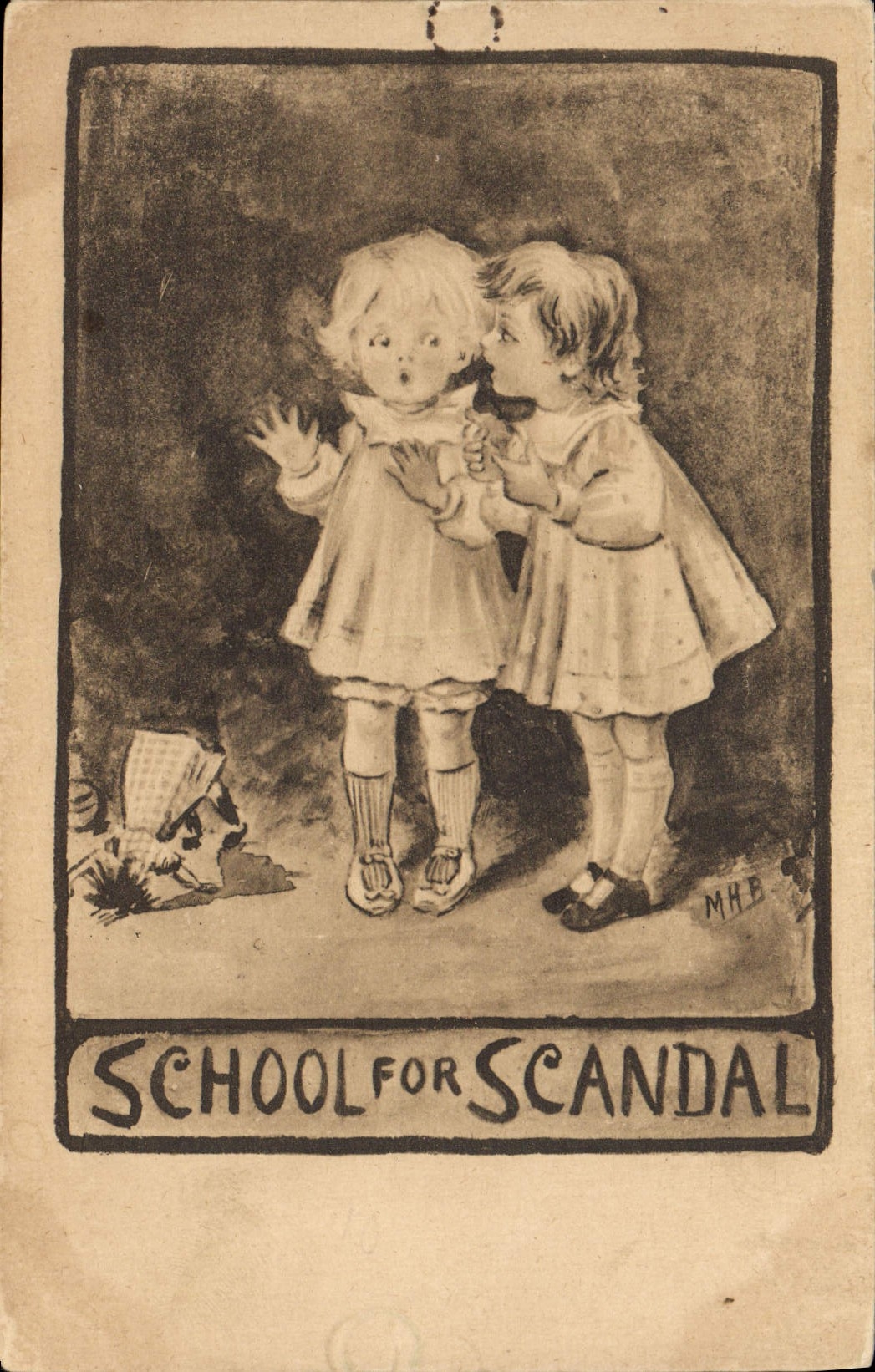 Postal Fantasia Ilustrador Niños School fuero scandal