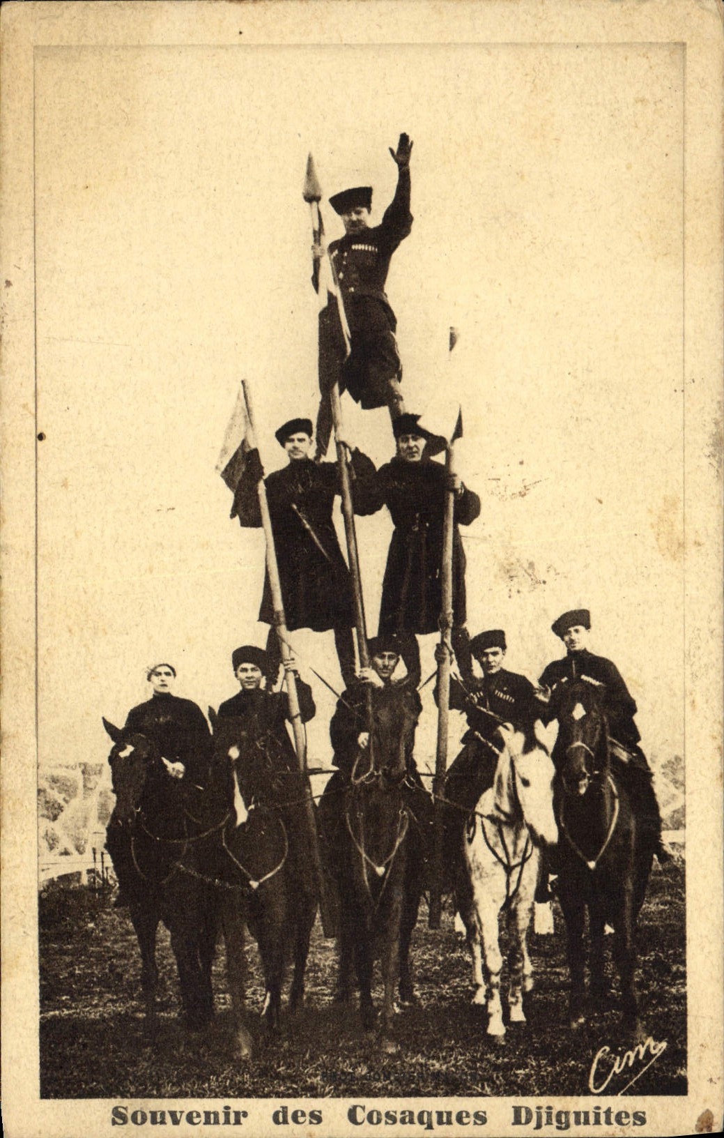 CPA Cirque Souvenir des cosaques Djignites