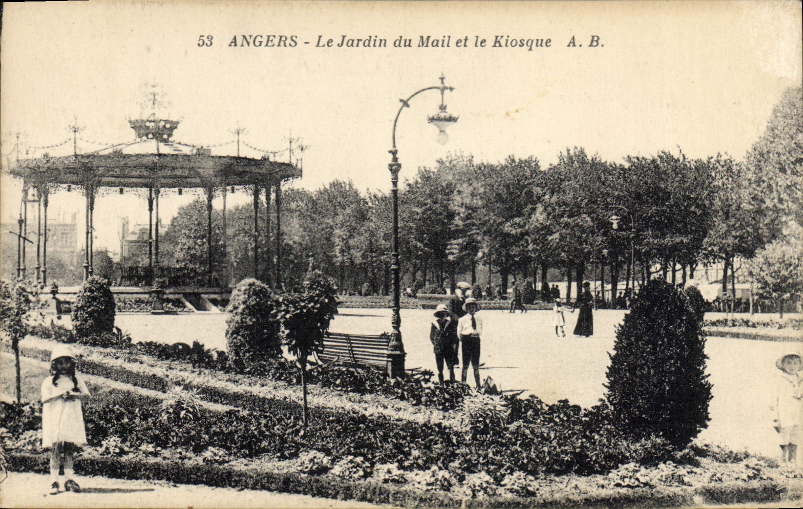 Vintage Postcard Angers the garden of the E-mail and the Kiosk