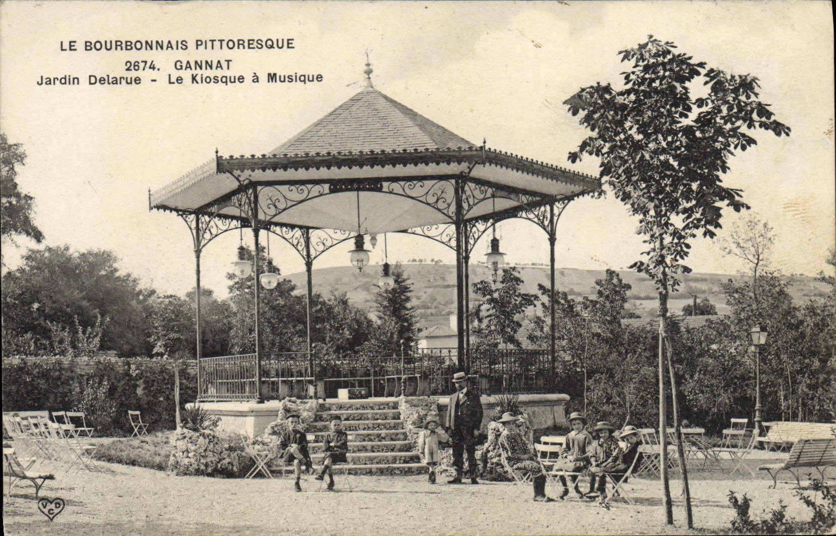 Vintage Postcard Bandstand Gannat Jardin Delarue