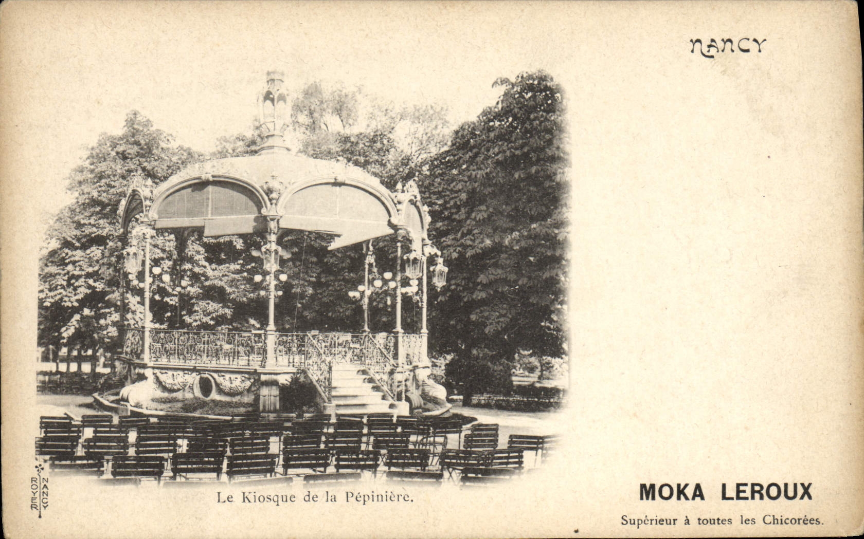 Vintage Postcard Kiosk of the Seedbed Nancy Leroux Mocha coffee