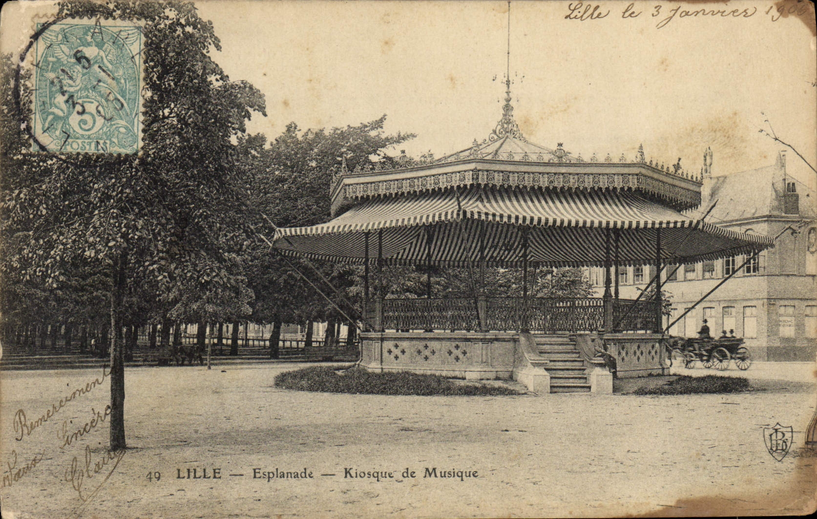 CPA Kiosque de musique Esplanade Lille