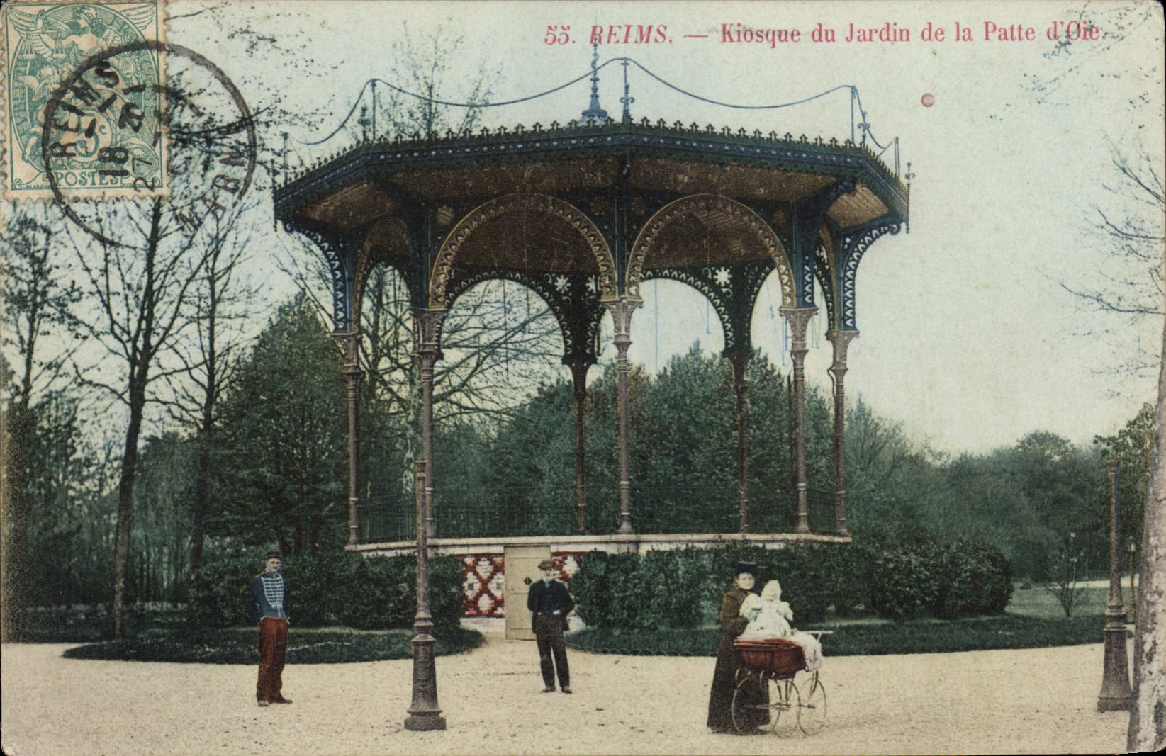 Vintage Postcard Kiosk of the garden of the Goose Rheims Leg