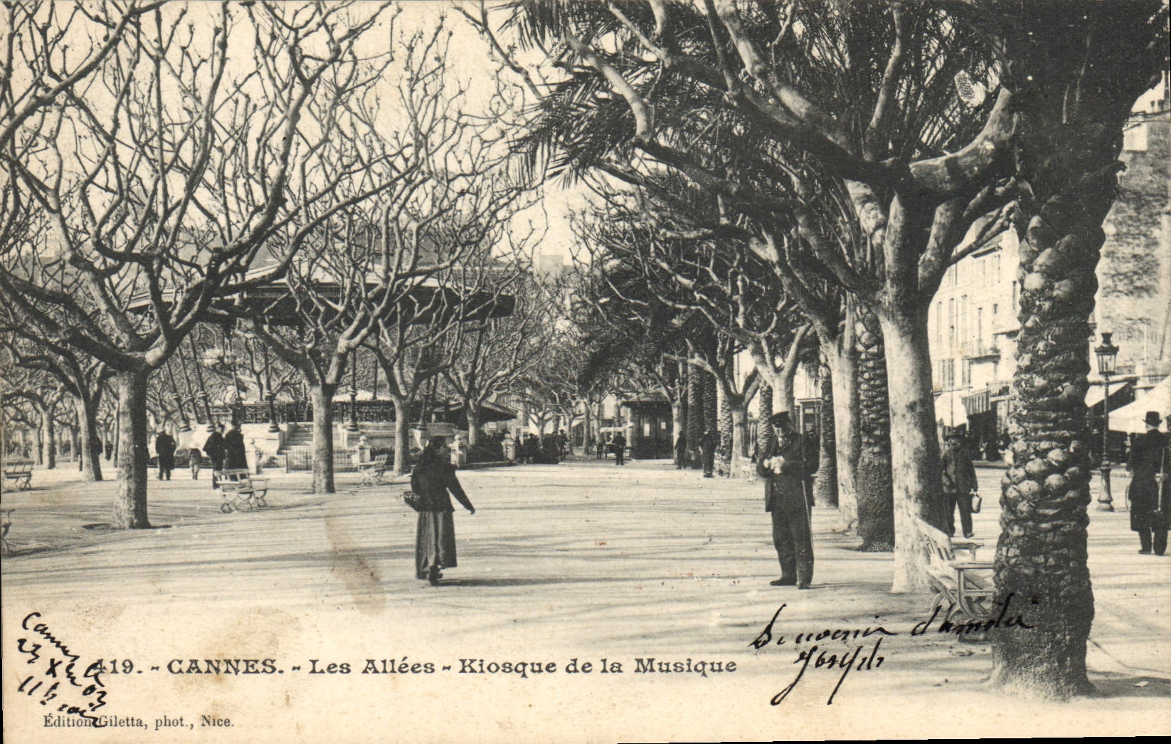 Vintage Postcard Kiosk of the music the Cannes alleys
