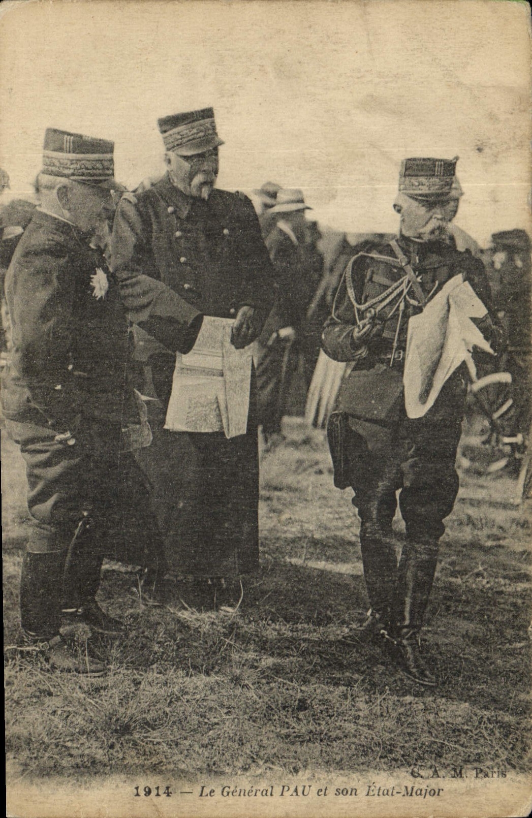 CPA Militaria Le General Pau et son Etat Major 
