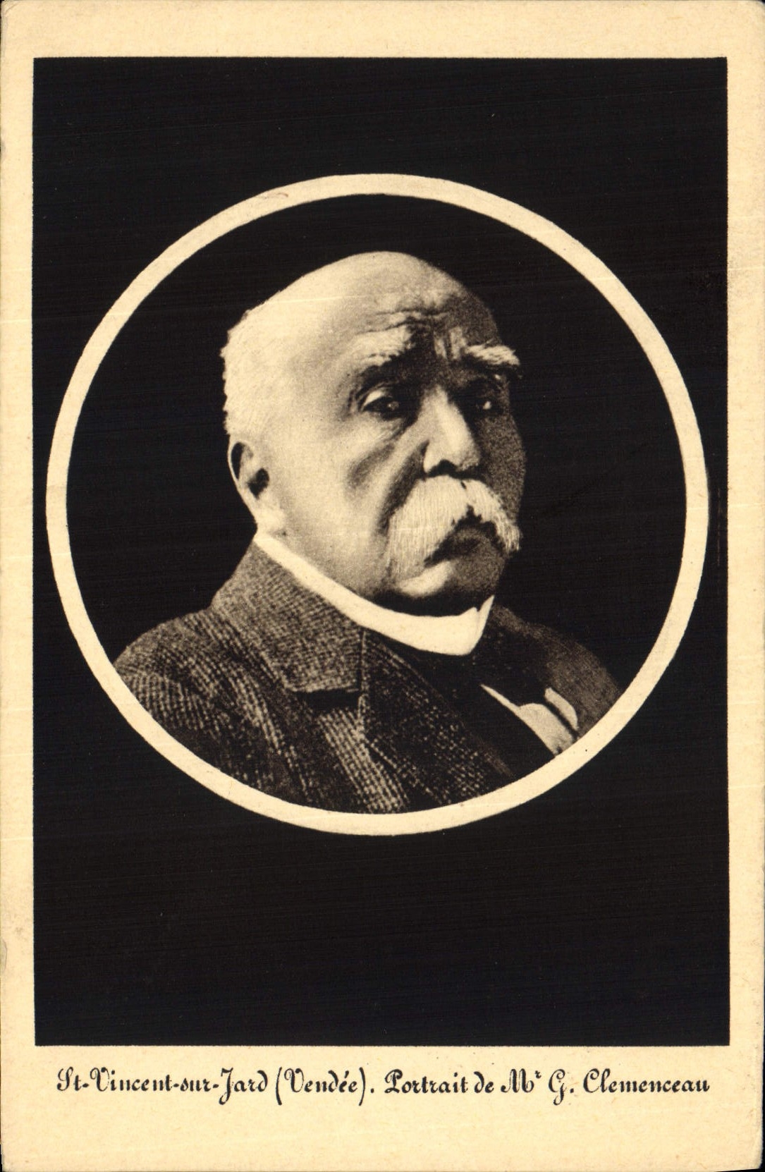 Vintage Postcard Militaria St Vincent on Jard Portrait of Mr. G Clemenceau