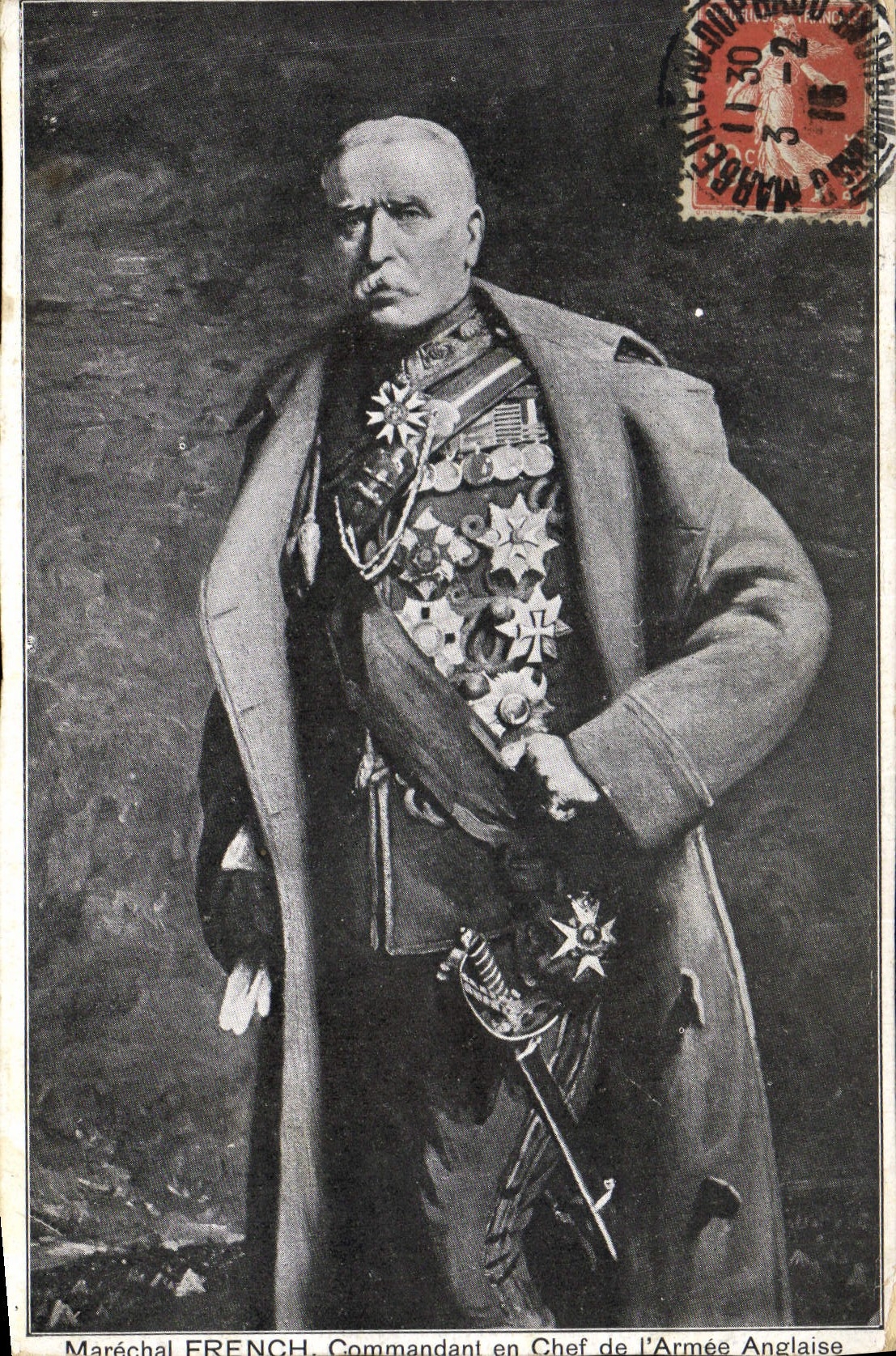 Vintage Postcard Militaria French Marshal Ordering in chief English army