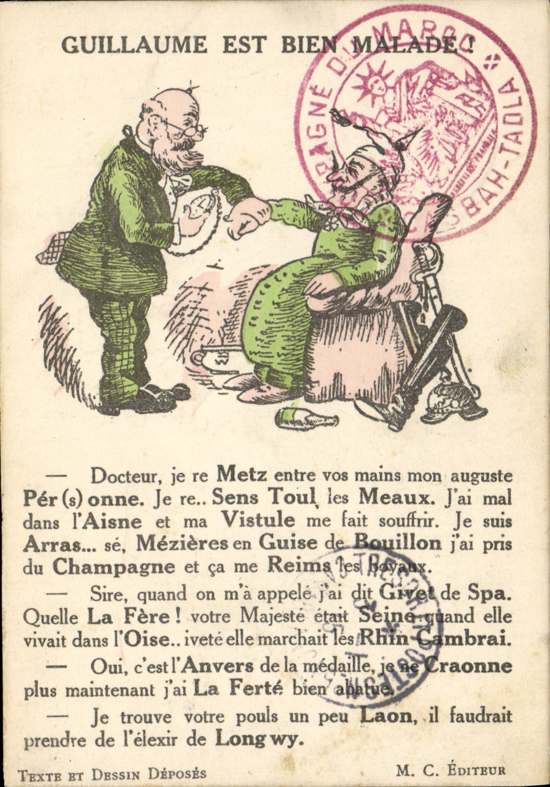 CPA Militaria Guillaume est bien malade 