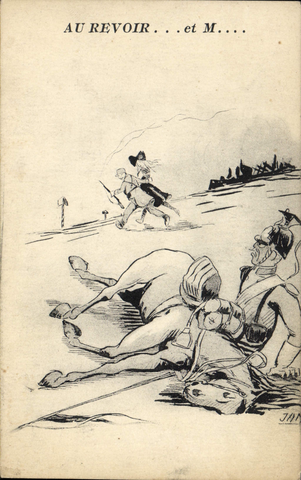 Vintage Postcard Militaria Goodbye and Mr. Alsace