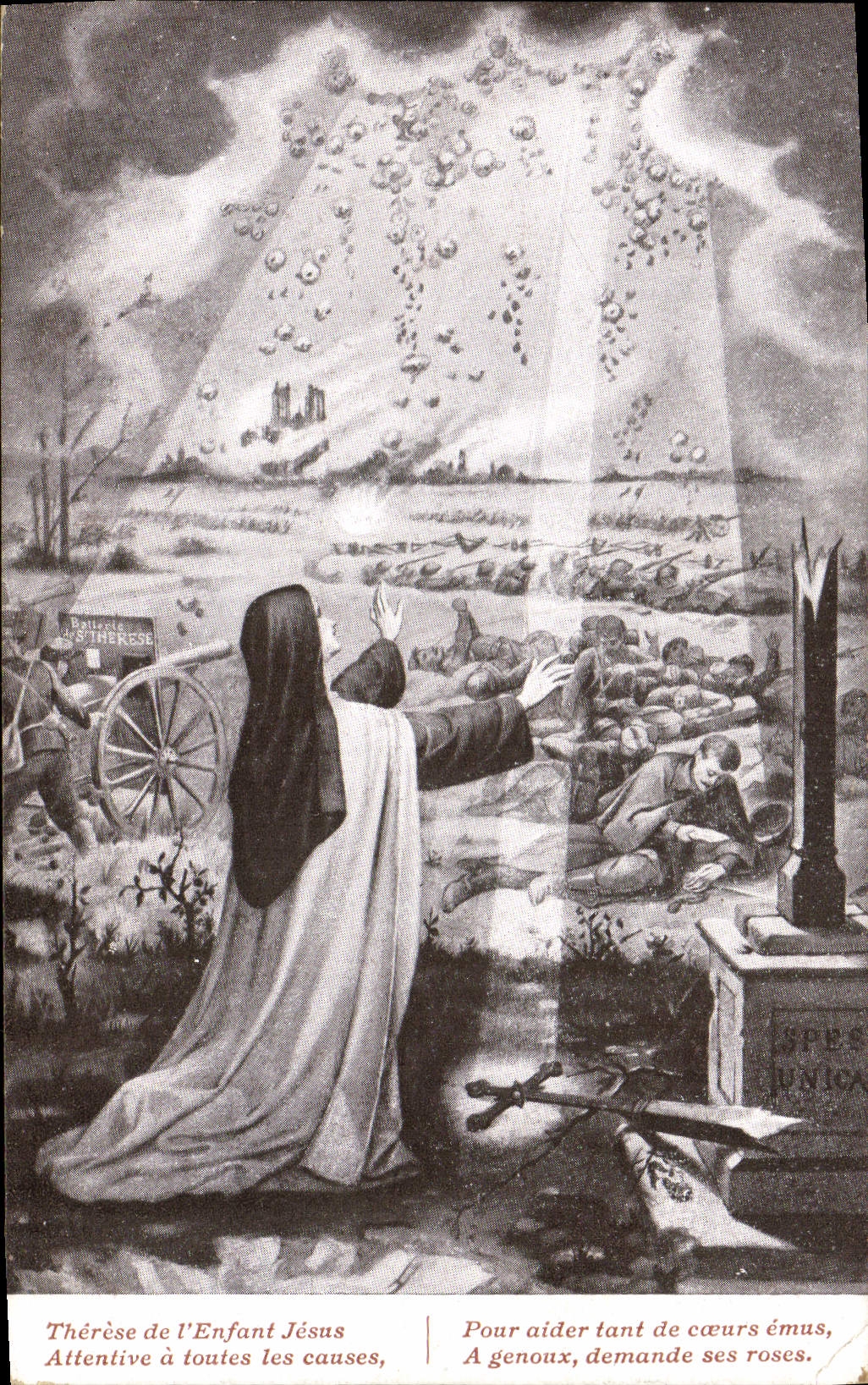 Vintage Postcard Militaria Therese of the Child Jesus Attentive has all the causes