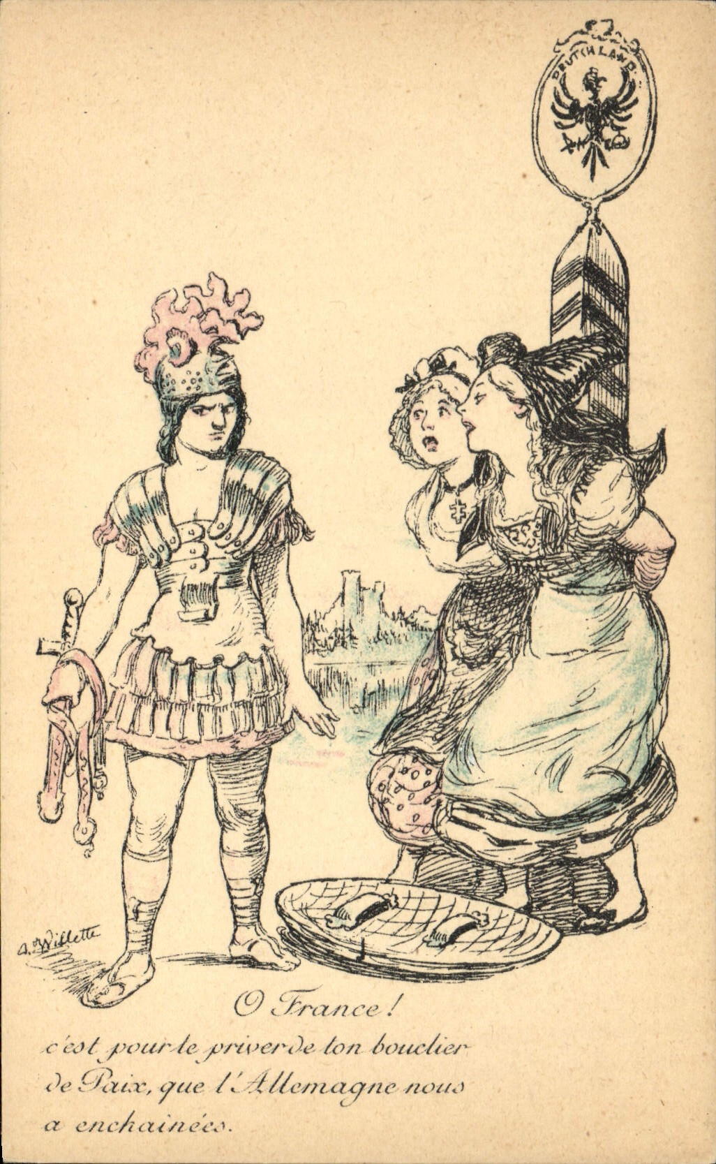 Vintage Postcard Militaria O Alsace France