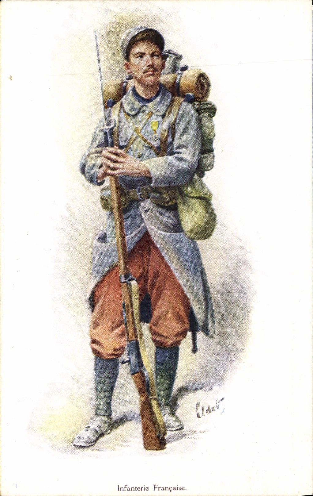 Vintage Postcard Militaria French Infantry Kananga Publicity of Japan Stone Paris Street of Peace