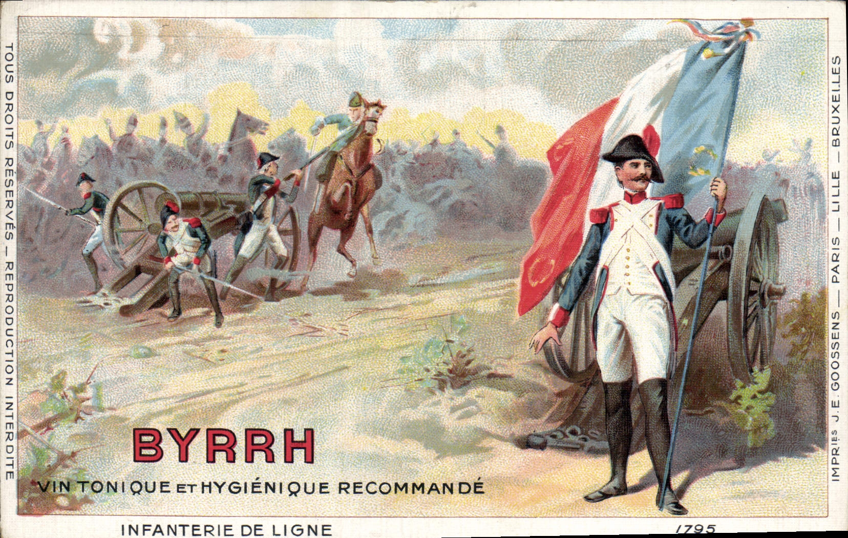 Vintage Postcard Militaria Byrrh Infantry in line (chart toilee)