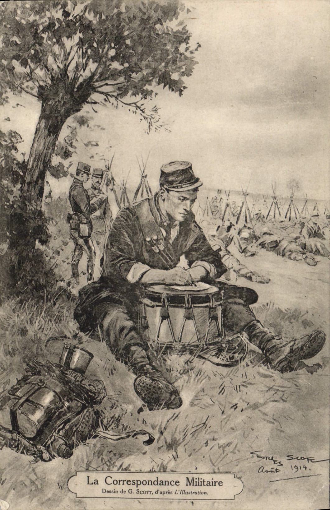 CPA Militaria La correspondance militaire Scott 