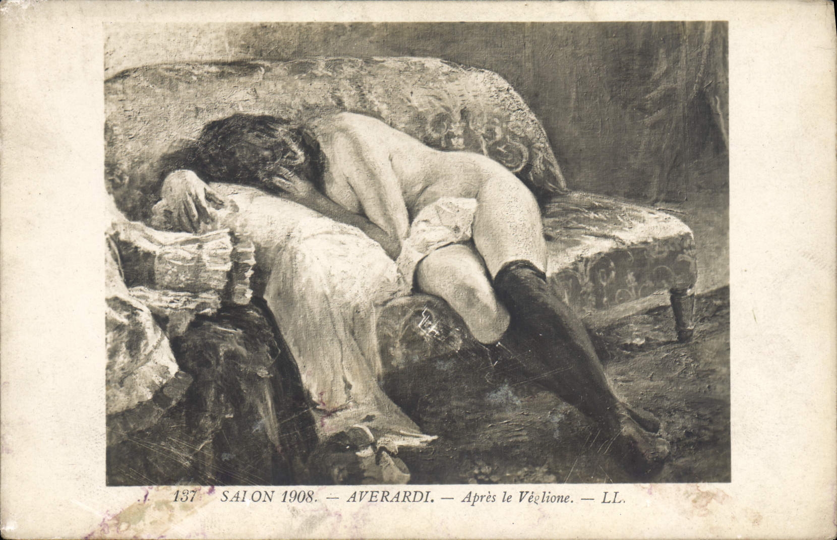 CPA Erotique Salon 1908 Averardi Apres le Veglione