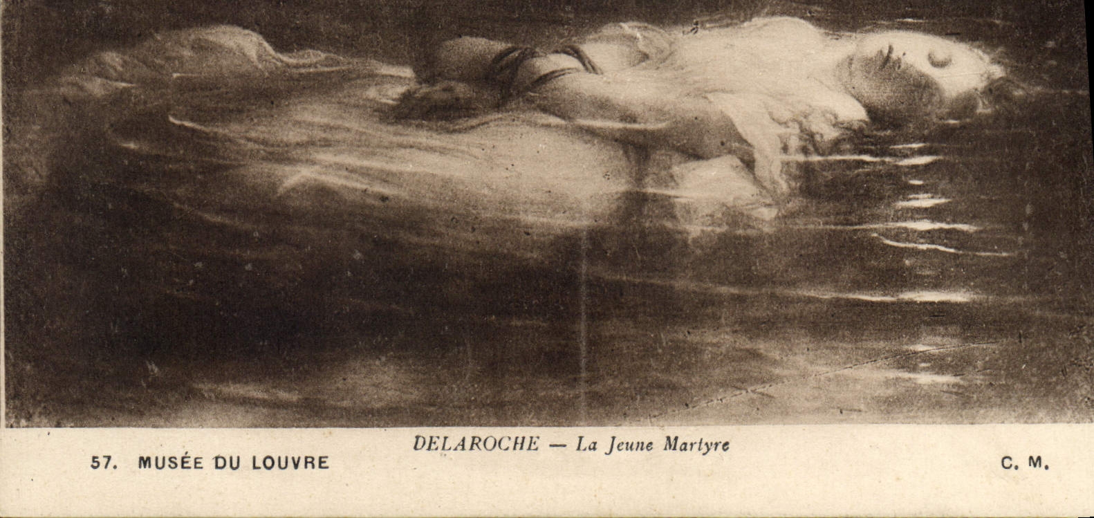 Postal Vagar del Louvre París Delaroche el joven martirio