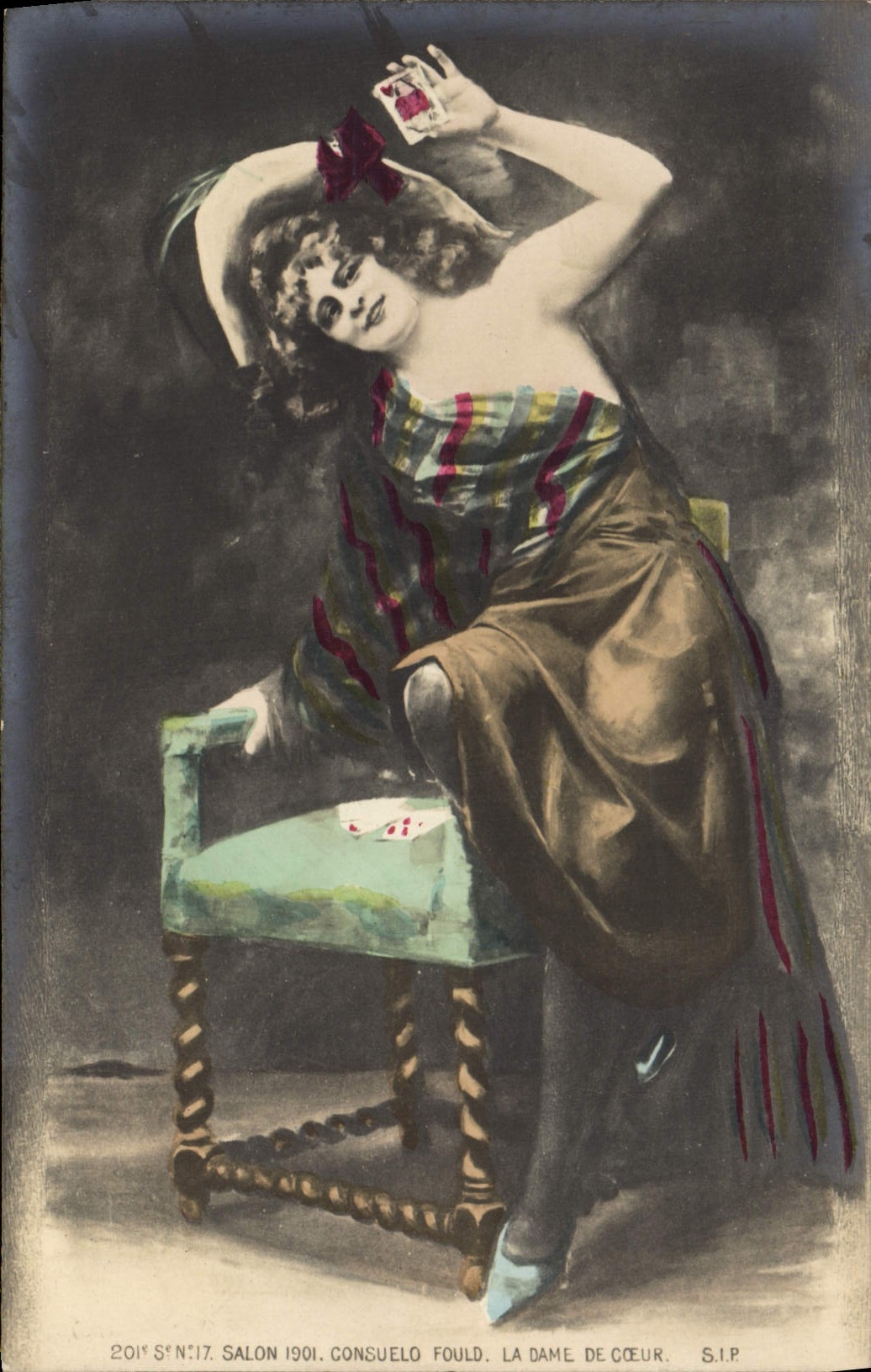 CPA Salon 1901 Consuelo Fould La dame de coeur Cartes 