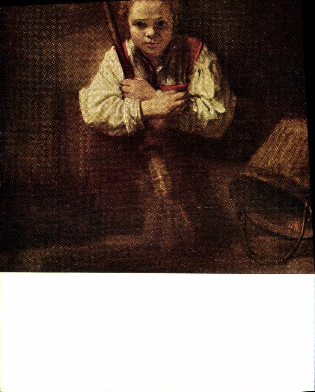 Postal A girl with a Broom Rembrandt Melón Colección