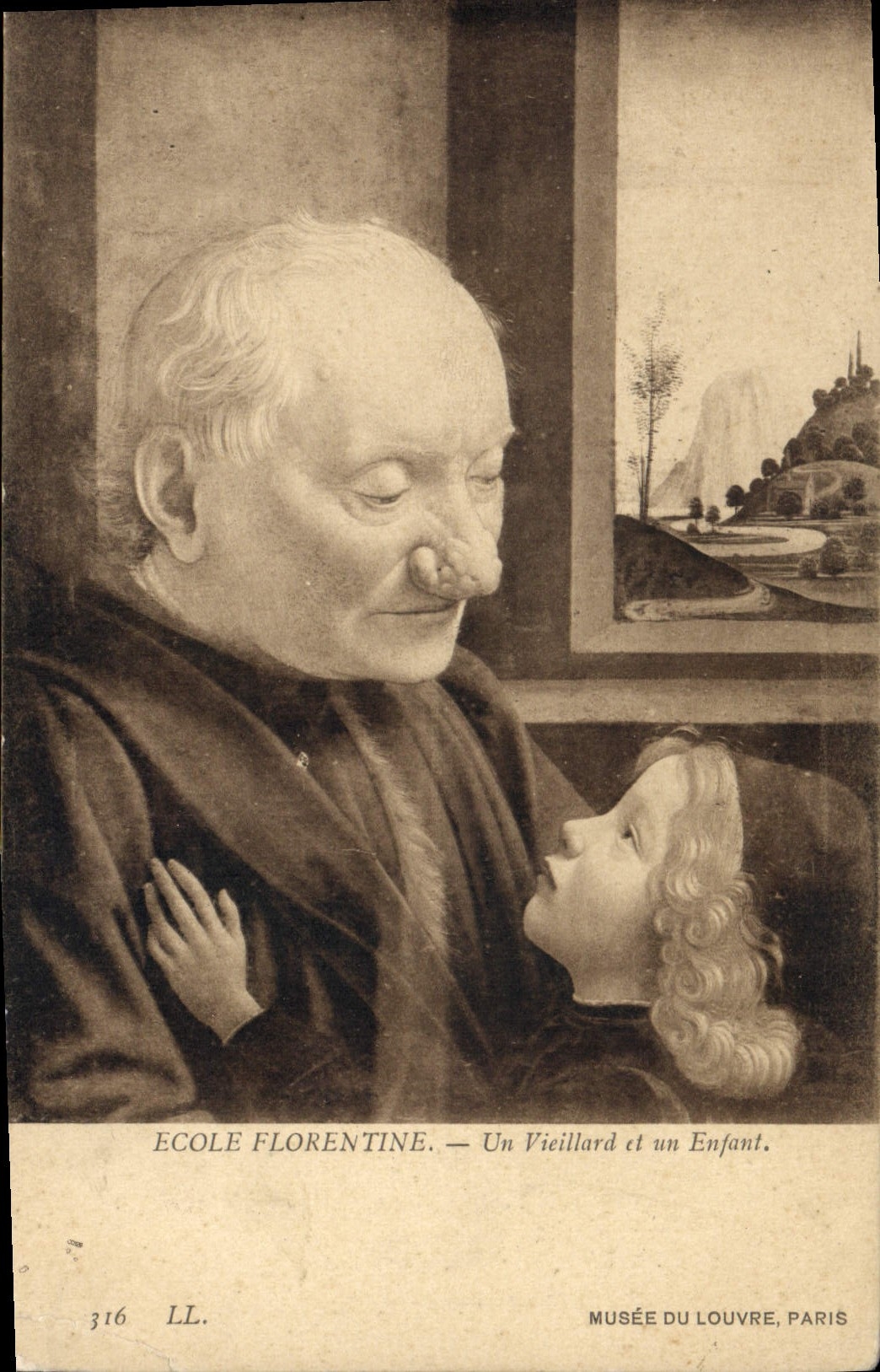 CPA Ecole Florentine Un vieillard et un enfant Musee du Louvre Paris 