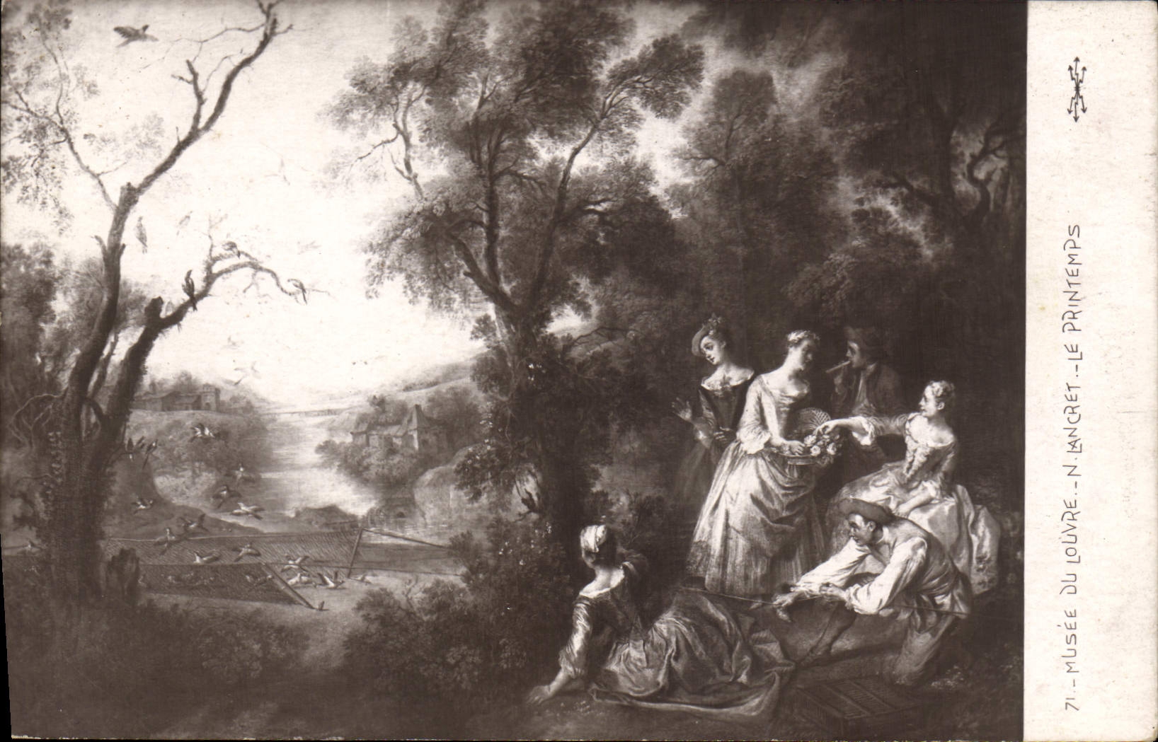 CPA Chasse Paris Musee du Louvre Lancret Le printemps