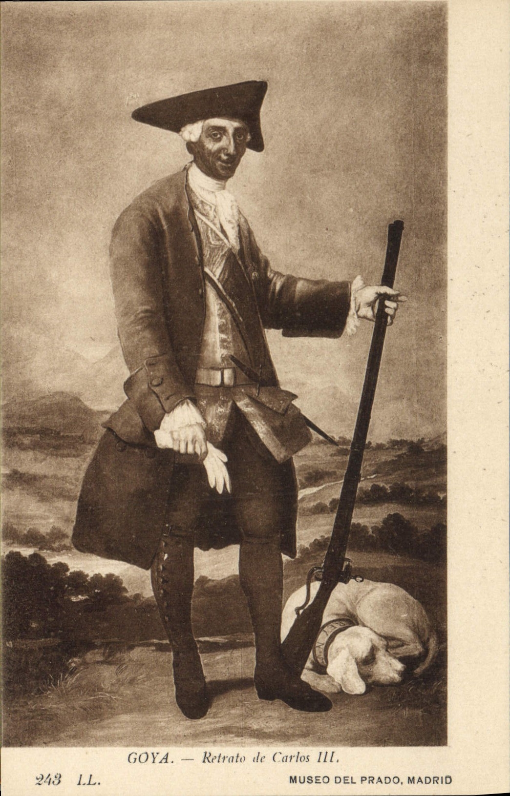 Postal Caza Goya Retrato de Carlos III Museo del Prado Madrid
