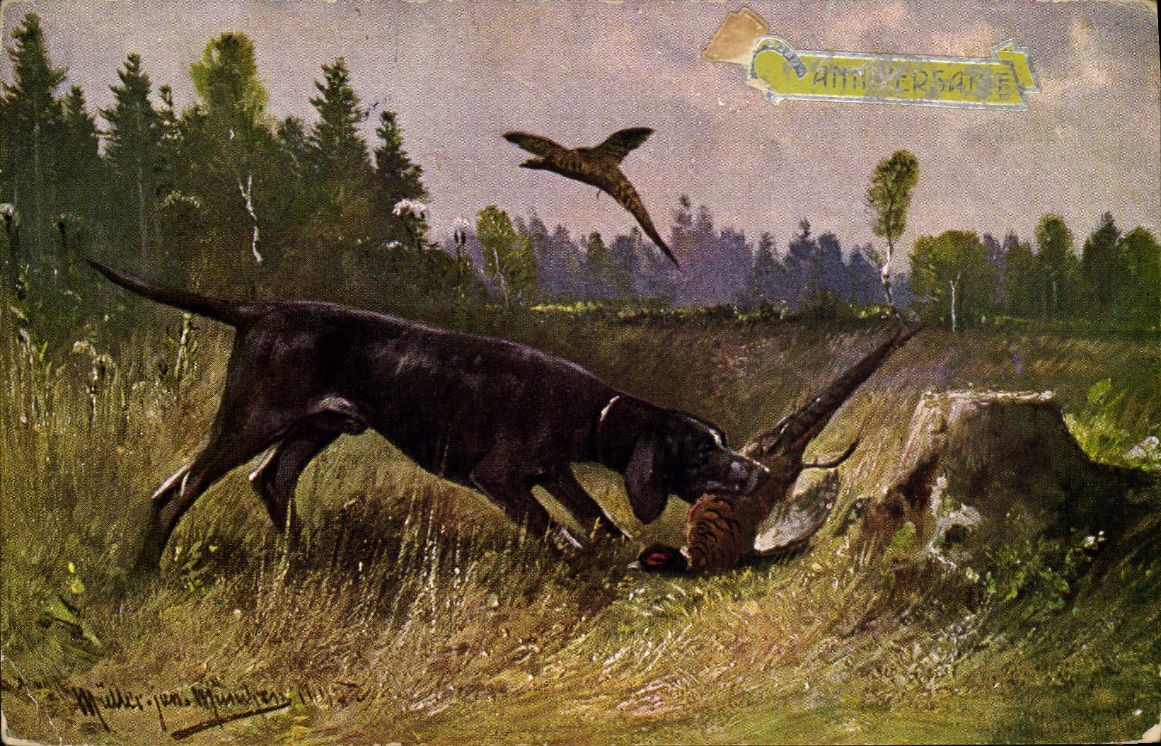 CPA Chasse Chien Perdrix 