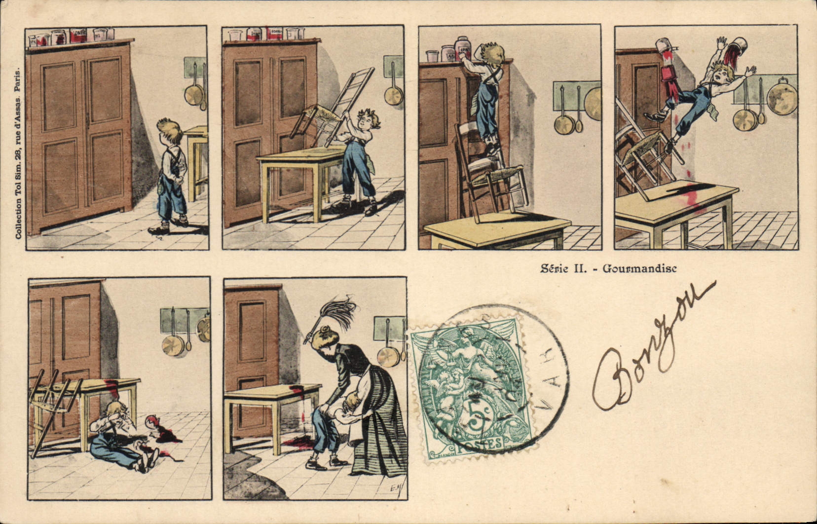 Vintage Postcard Fantasy Illustrator Greediness Child