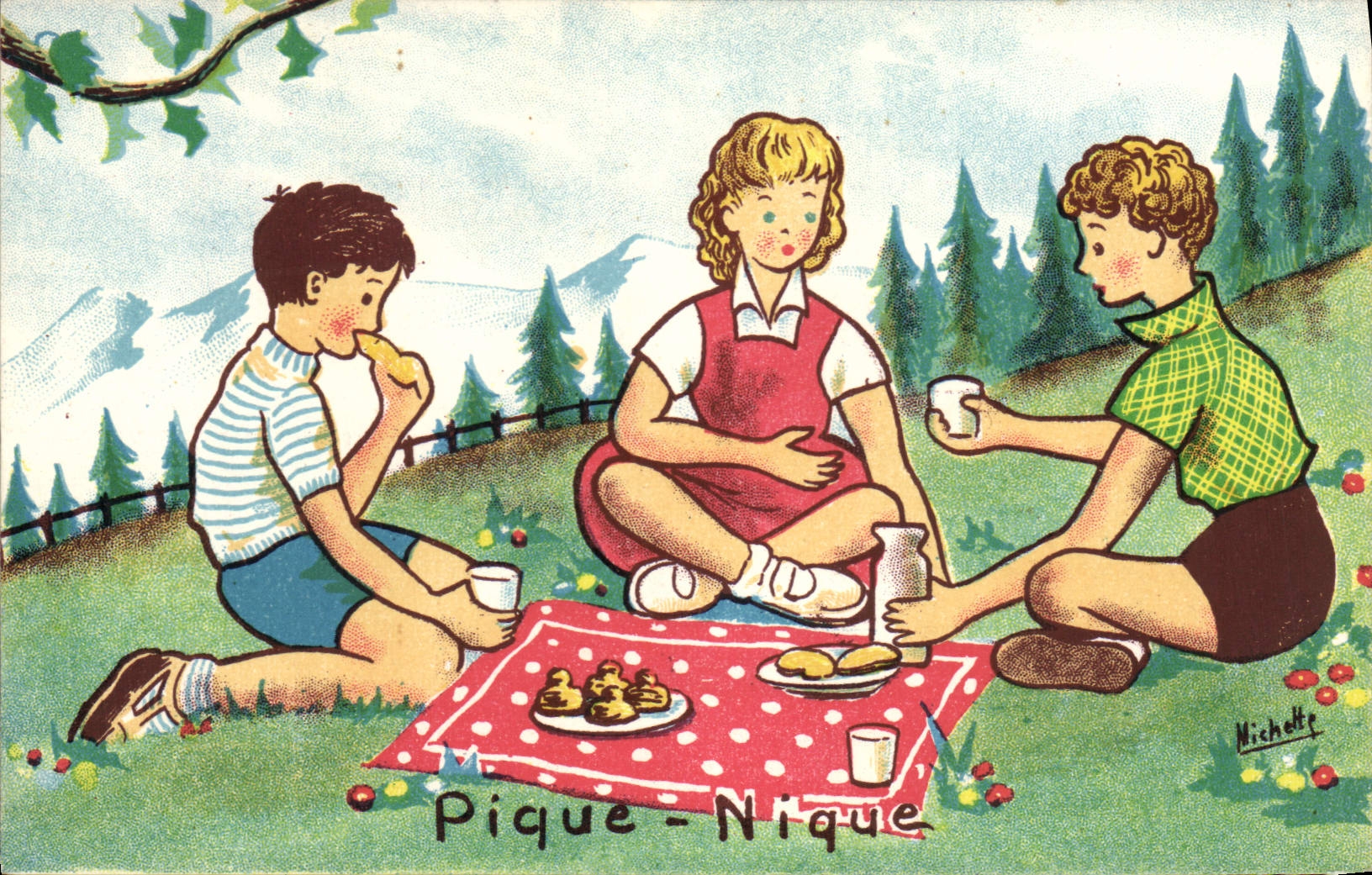 Vintage Postcard Fantaisie Illustrator Children Spade Screws