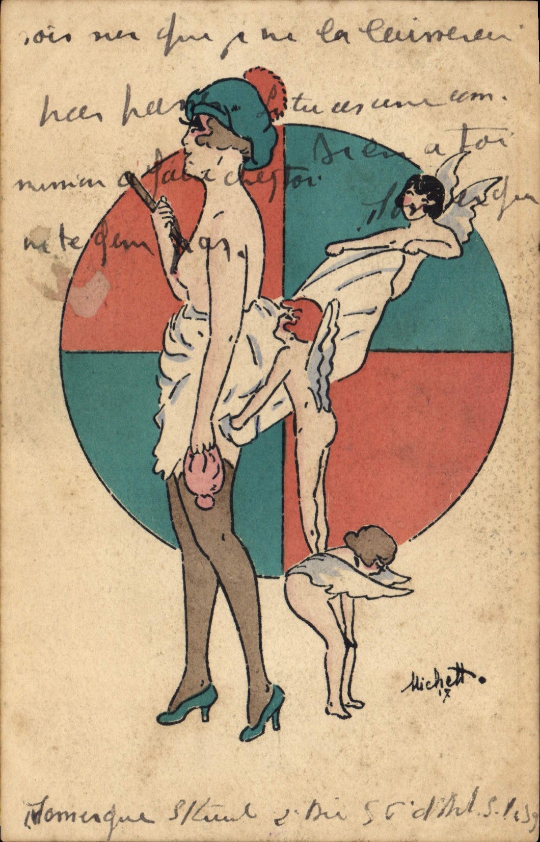 Vintage Postcard Fantasy Old Illustrator Woman