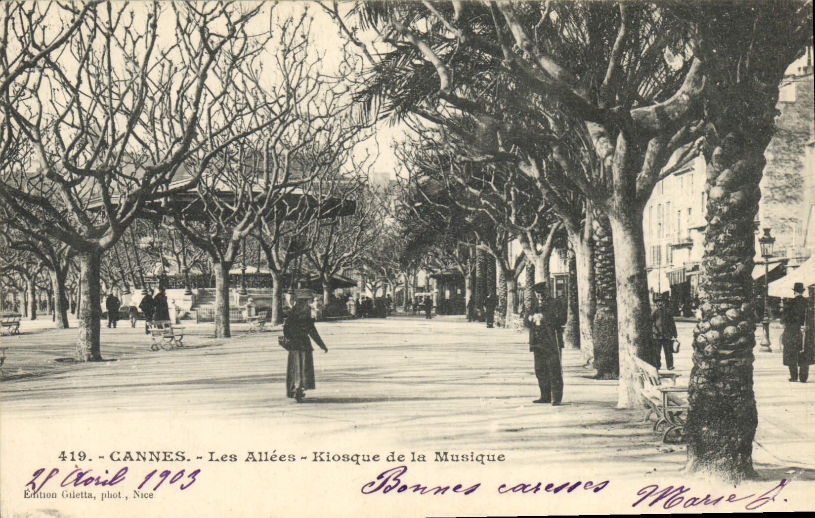 CPA Kiosque de la musique Les allees Cannes 