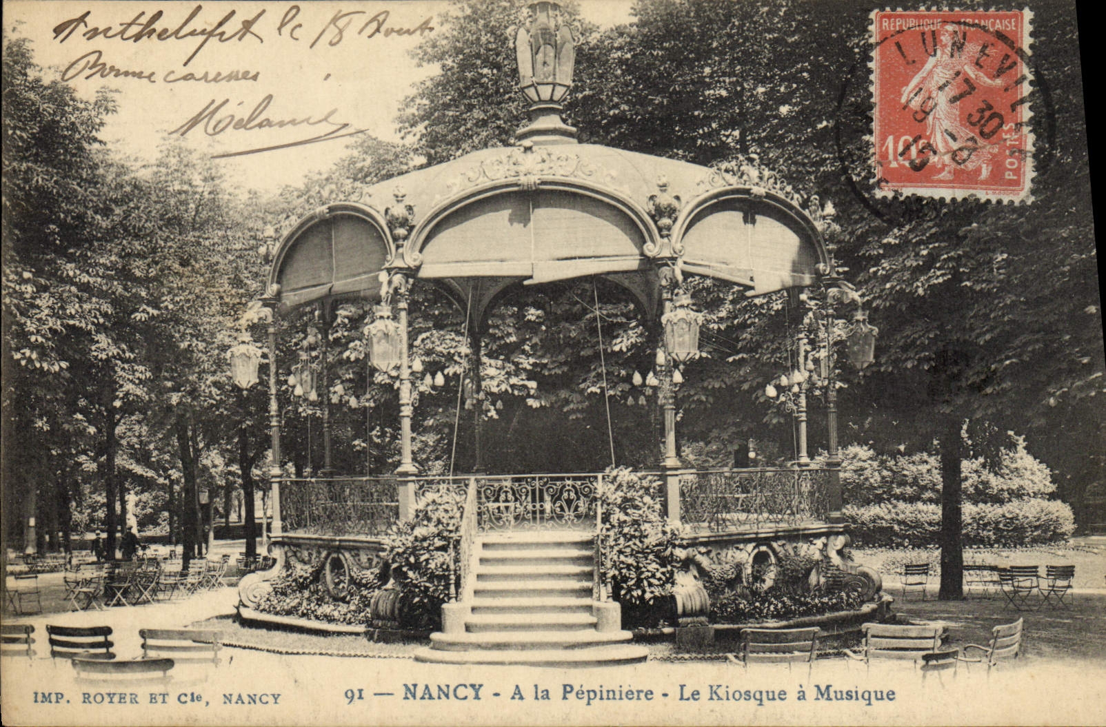 Vintage Postcard Bandstand Nancy With the Seedbed