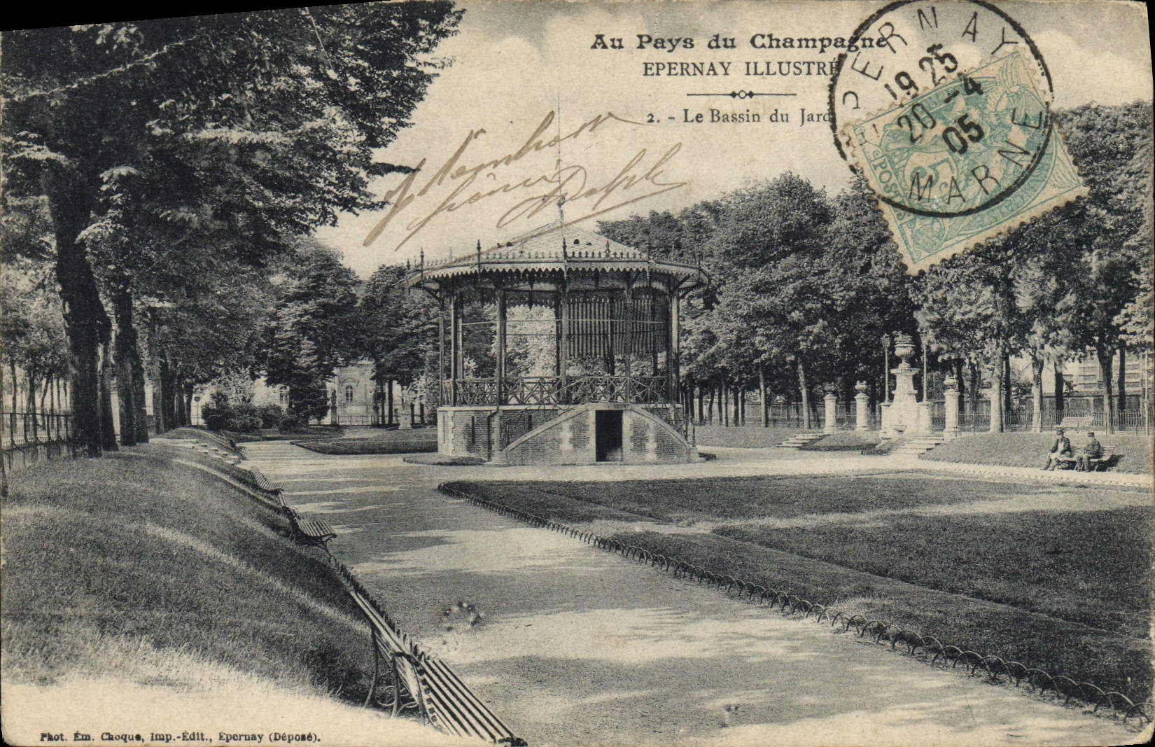 Vintage Postcard Epernay Kiosk the basin of Jard
