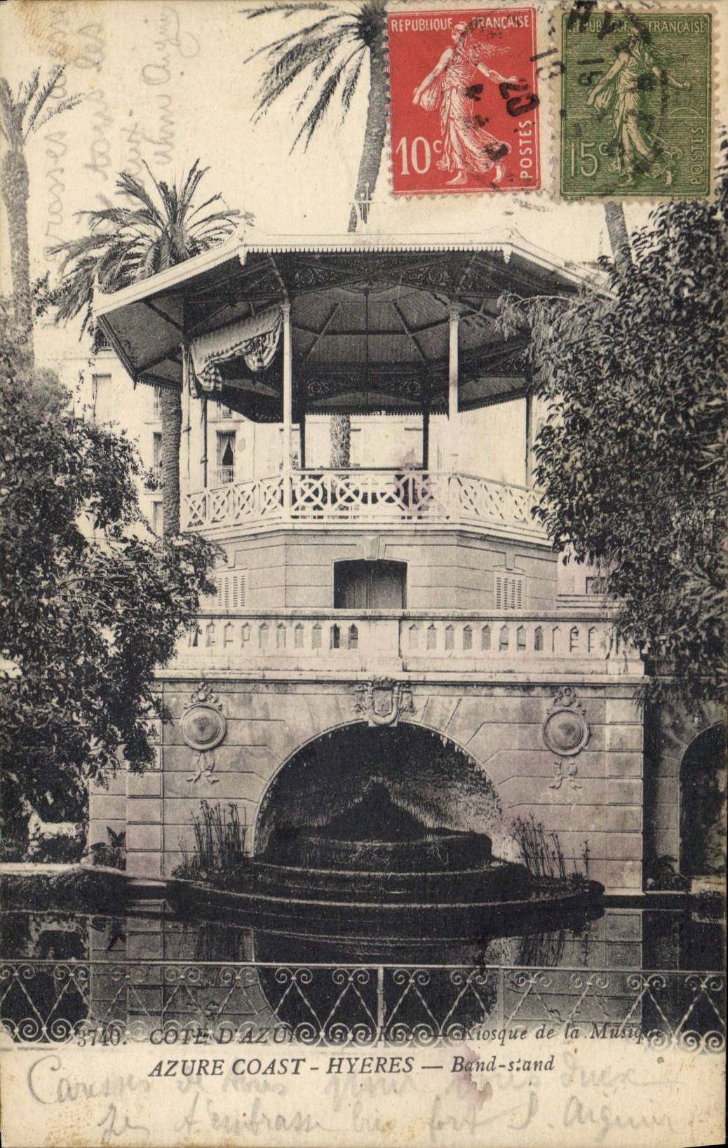 Vintage Postcard Kiosk Hyeres Band Stand