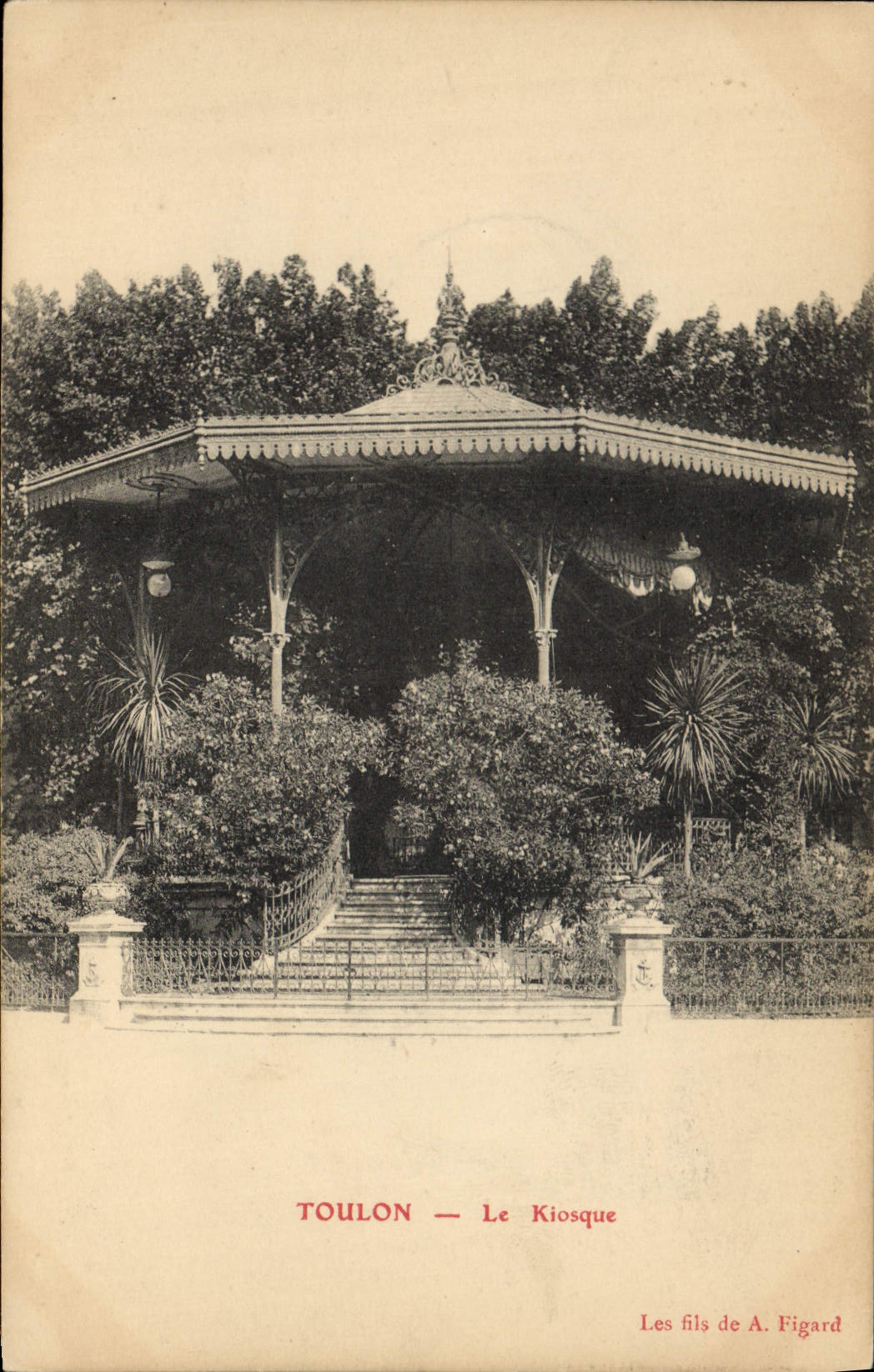 Vintage Postcard Toulon Kiosk