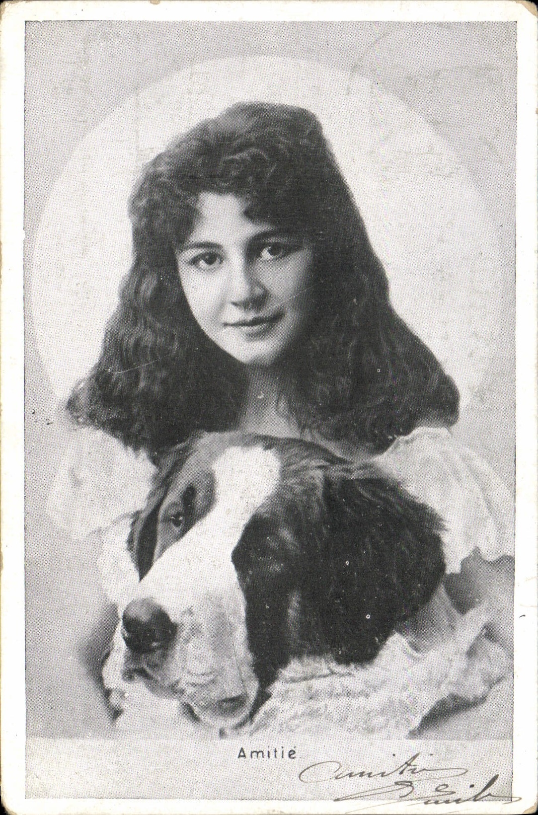 Vintage Postcard Dog Dogs Child Friendship