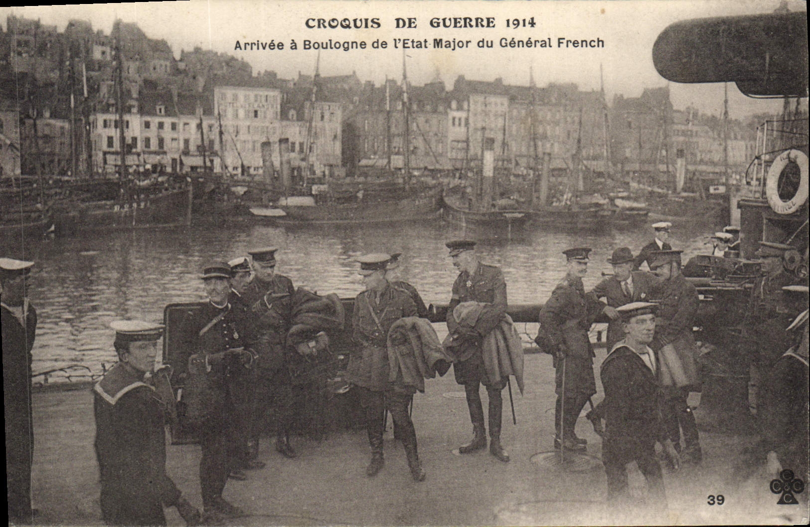 Vintage Postcard Militaria Arrivee has Boulogne of the State Major of General French