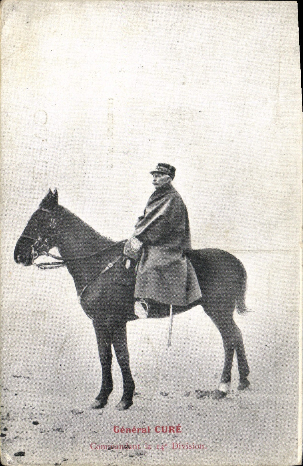 CPA Militaria General Cure Commandant la 14eme Division 