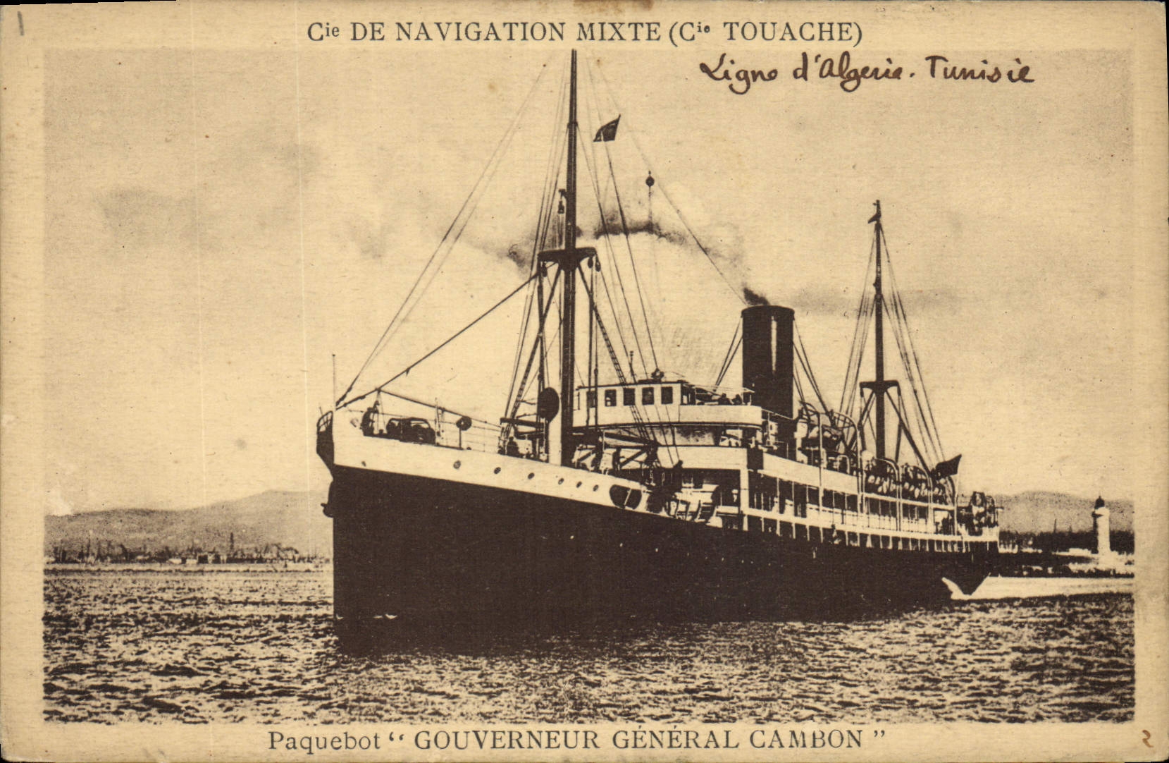 CPA Bateau Paquebot Gouverneur GEneral Cambon Cie Touache