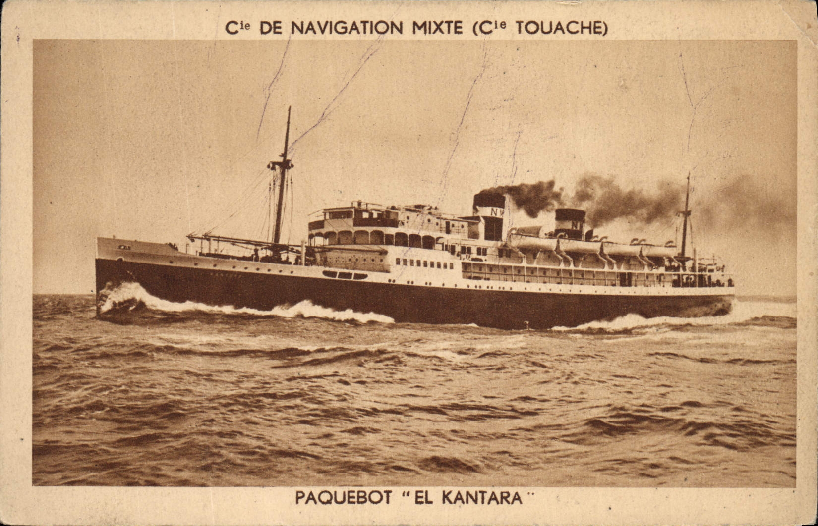 CPA Bateau Paquebot El Kantara Cie de Navigation Mixte Cie Touache