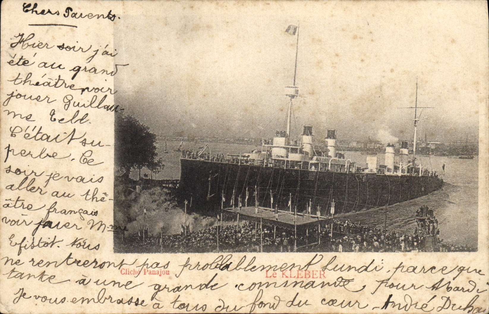 Vintage Postcard Boat Steamer Kleber