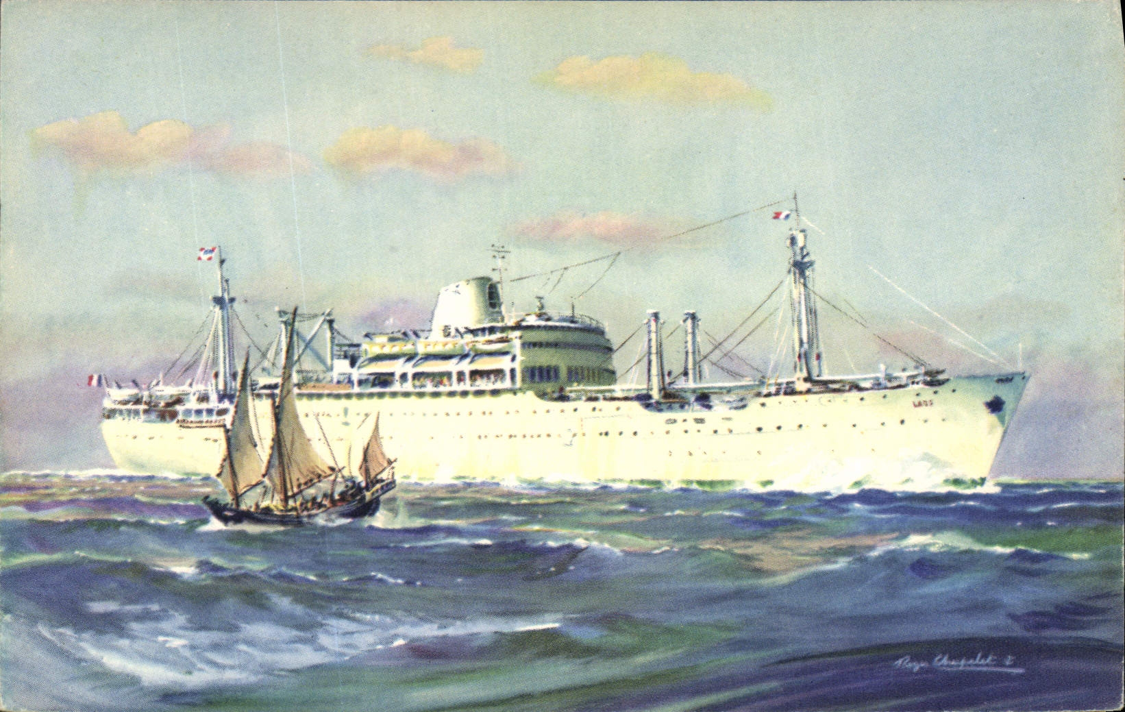 CPA Bateau Paquebot Compagnie des Messageries Laos