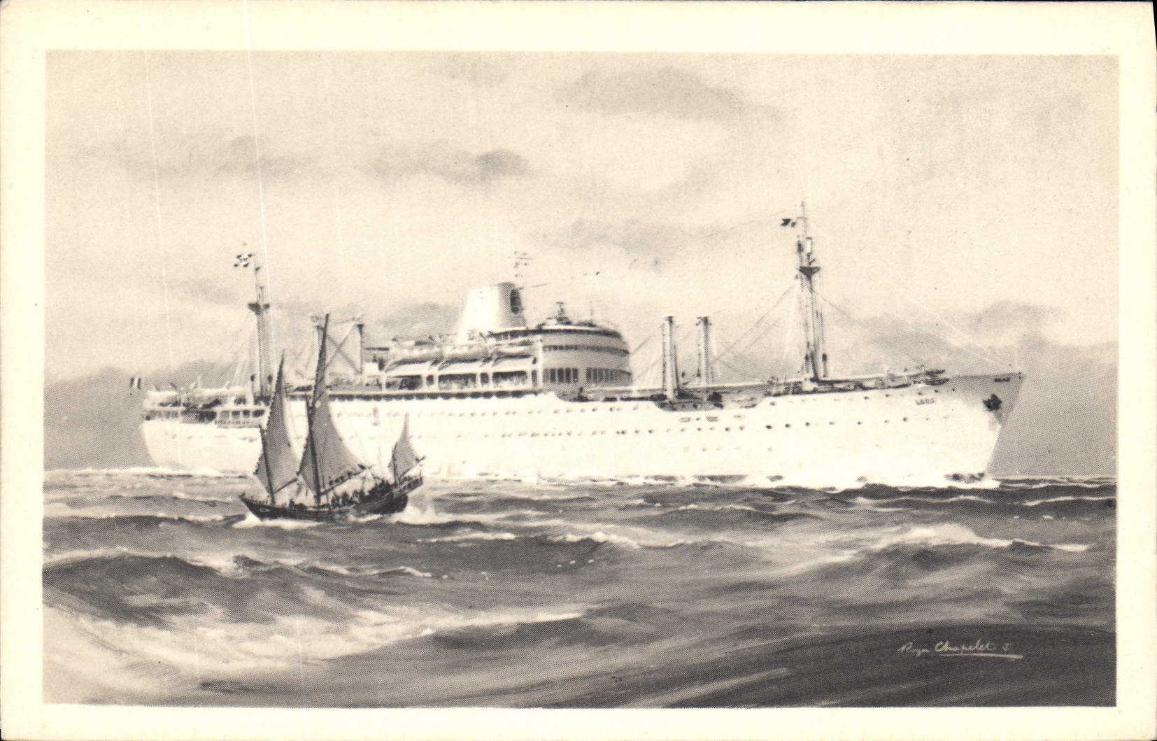 CPA Bateau Paquebot Compagnie des Messageries Laos