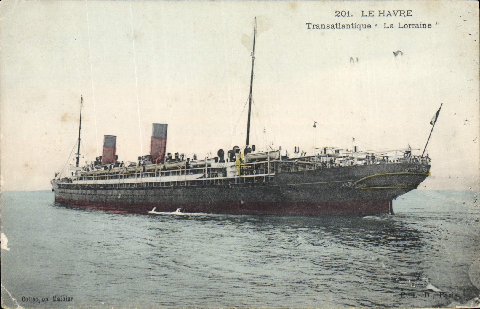 Vintage Postcard Boat Steamer Le Havre the Deck chair Lorraine
