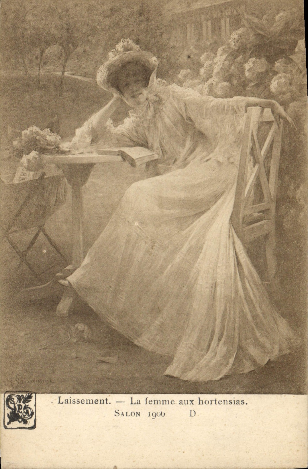 CPA Laissement La femme aux hortensias 