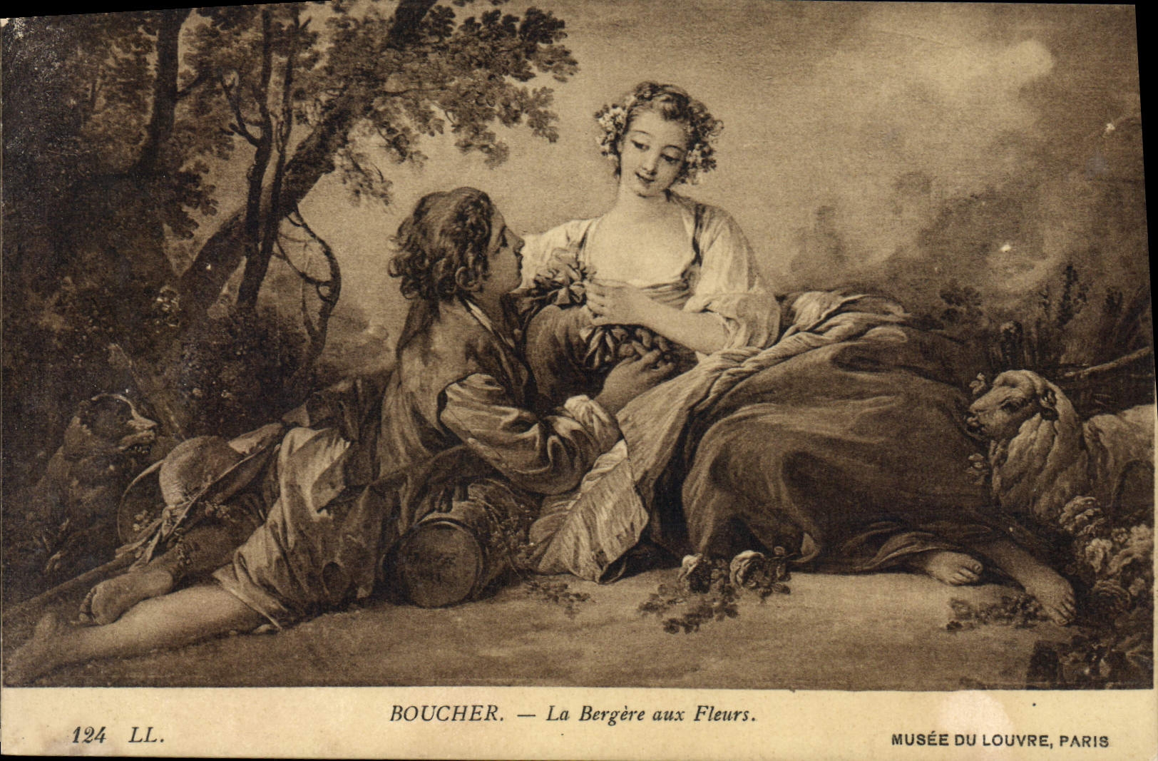 Postal París Vagada del Louvre tapar la pastora a las flores